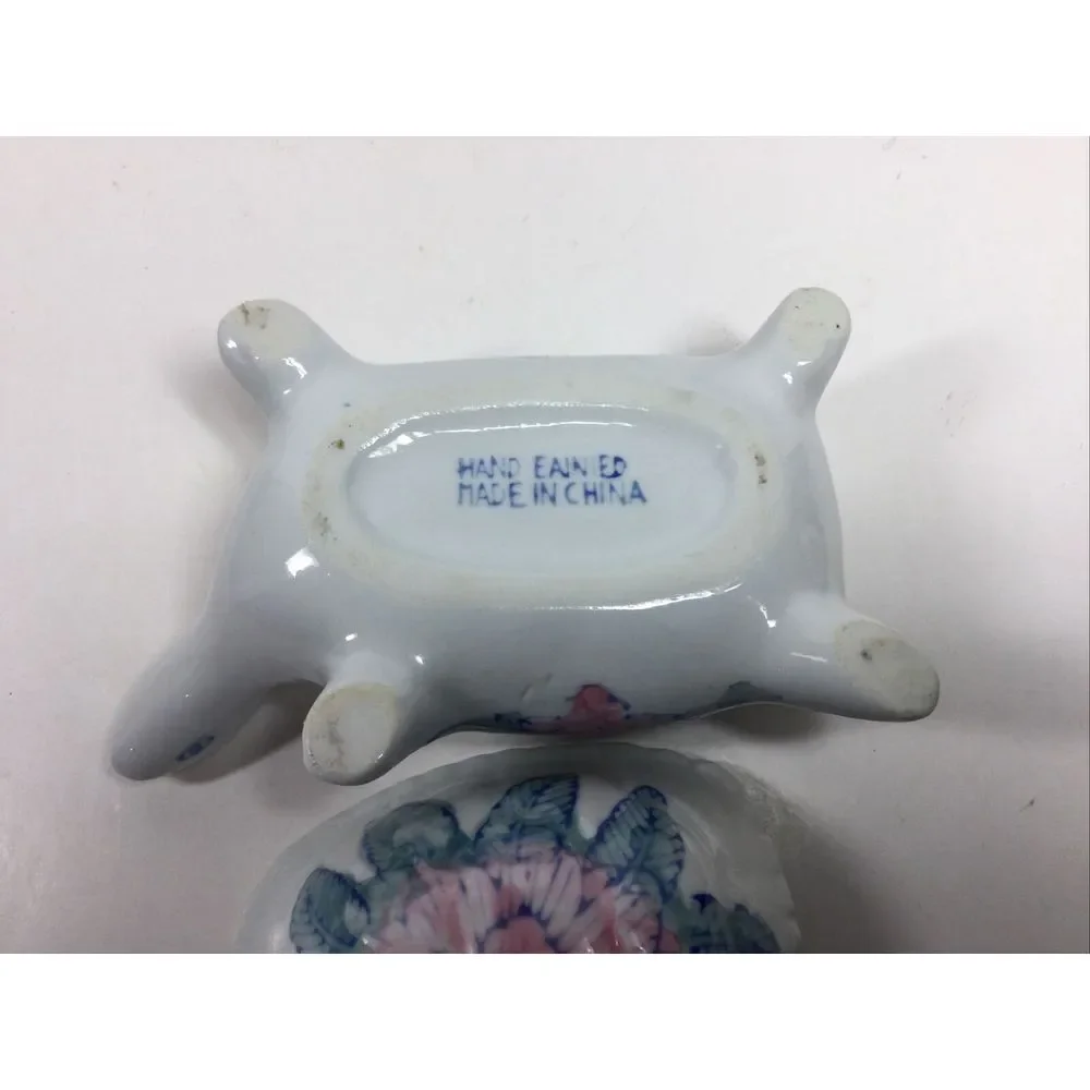 Vintage‎ Porcelain Turtle Trinket Box Tortoise Figurine Ring Jewlery Holder